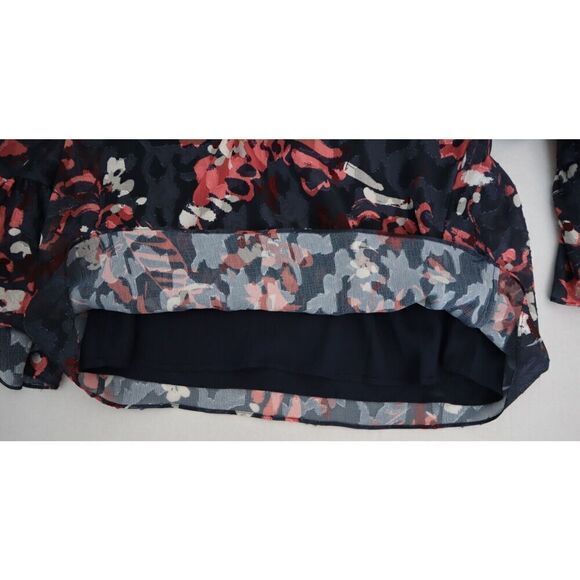 Tanya Taylor Designs LLC Women's Sz S Navy Multi Harmony Abstract Print Top - Picture 8 of 11